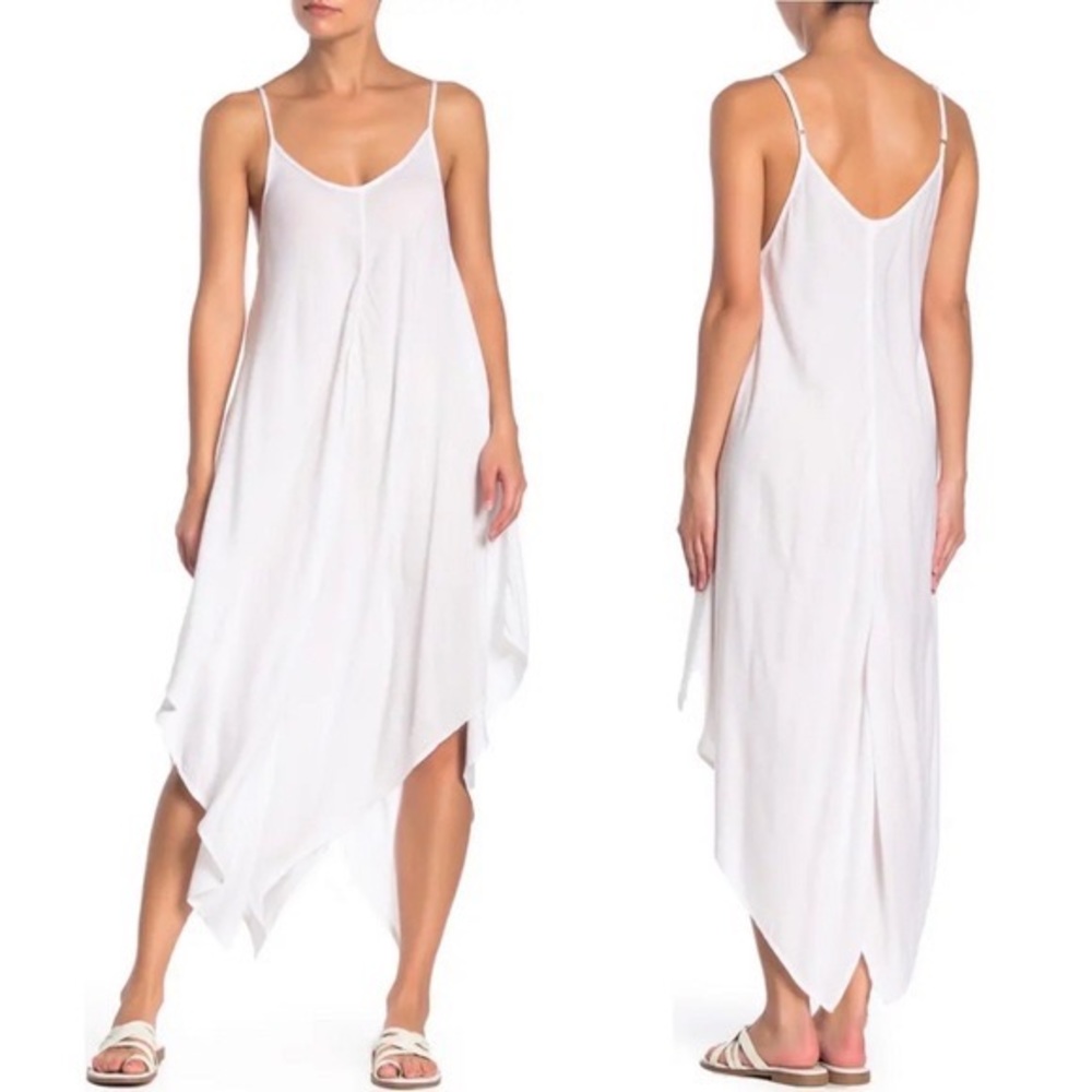 Elan Spaghetti Strap Midi Slip Dress Cover-Up White
